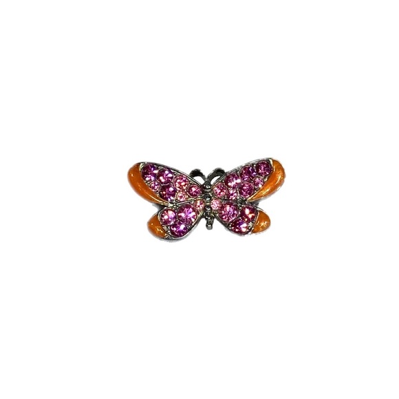 Avon Tiny Pink & Orange Rhinestone Butterly Brooch Pin - Picture 1 of 6